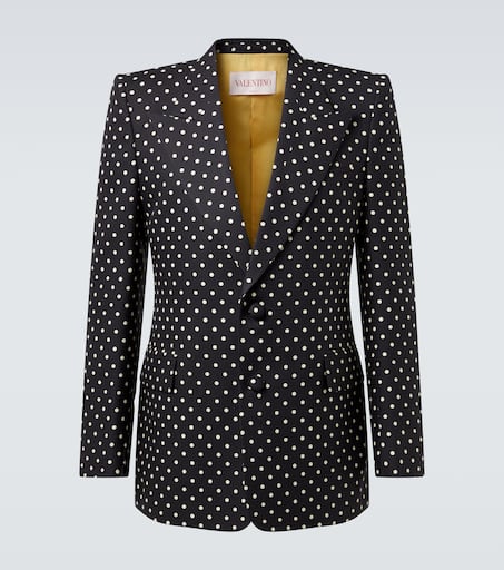 Polka-dot silk blazer