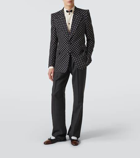 Polka-dot silk blazer