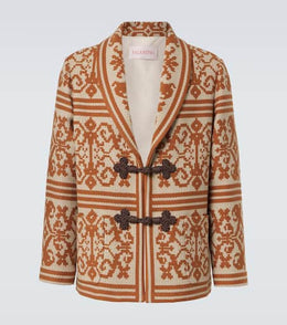 Cotton and linen jacquard cardigan