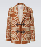 Cotton and linen jacquard cardigan