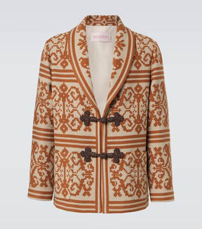 Cotton and linen jacquard cardigan