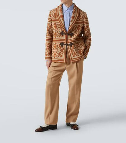 Cotton and linen jacquard cardigan