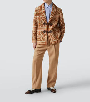Cotton and linen jacquard cardigan