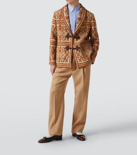 Cotton and linen jacquard cardigan