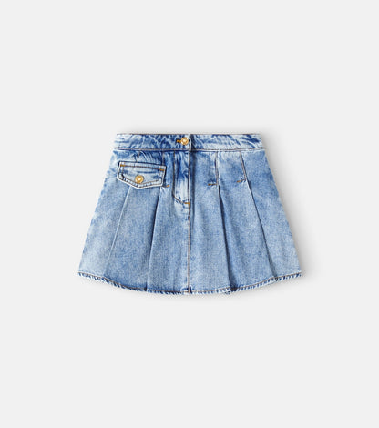 Embroidered denim skirt