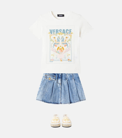 Embroidered denim skirt