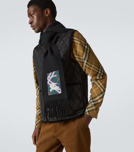 Logo patch-appliqué cashmere scarf