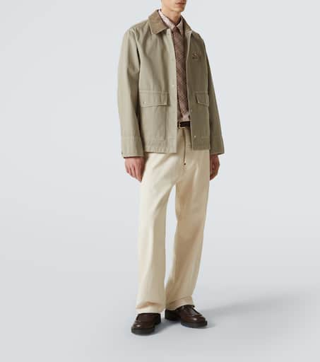 Embroidered cotton twill field jacket