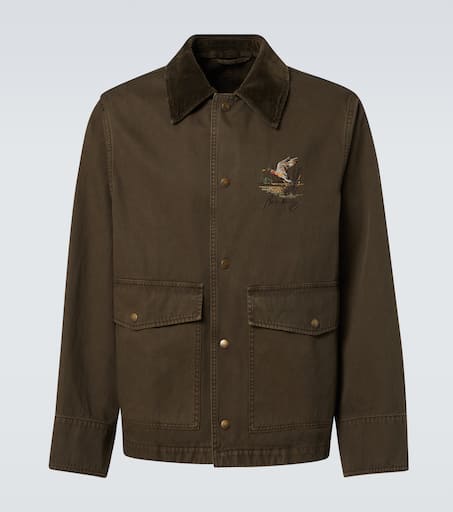 Corduroy-trimmed cotton twill field jacket
