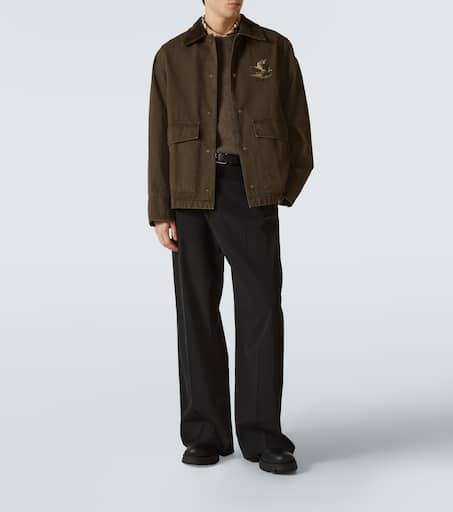 Corduroy-trimmed cotton twill field jacket