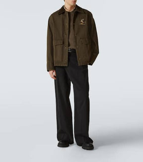 Corduroy-trimmed cotton twill field jacket