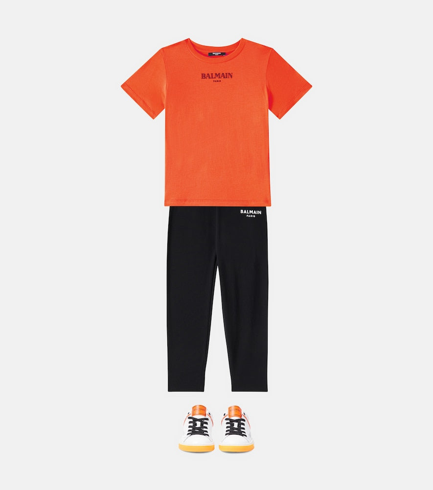 Logo cotton-blend jersey leggings
