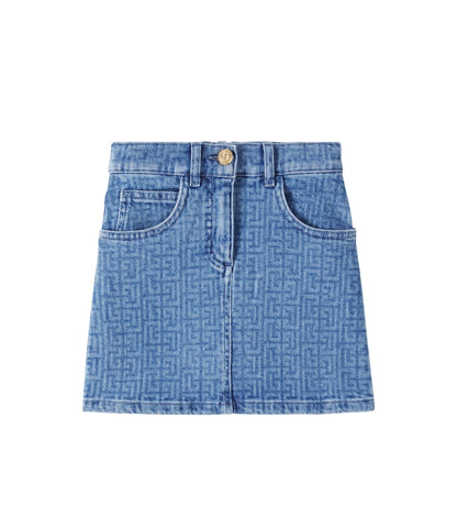 Monogram denim skirt