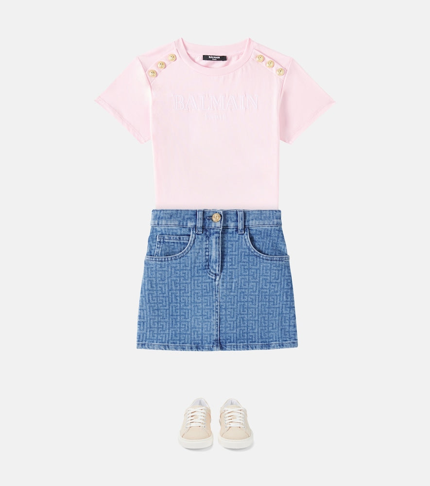 Monogram denim skirt