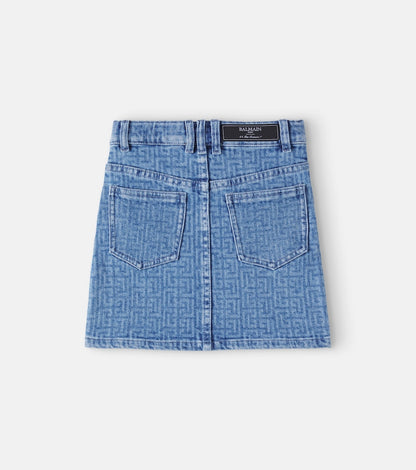 Monogram denim skirt