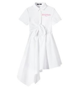 Logo asymmetric cotton shirt dress