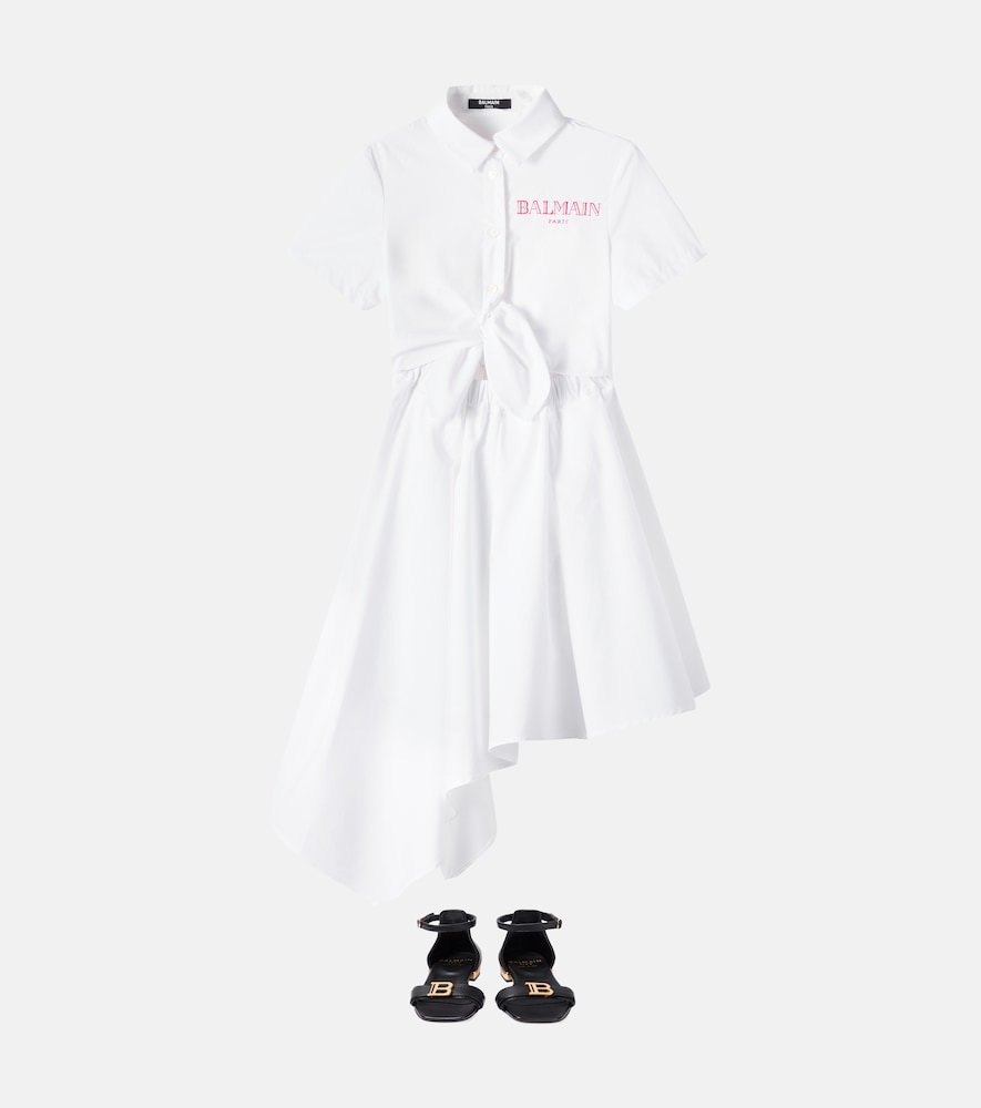 Logo asymmetric cotton shirt dress