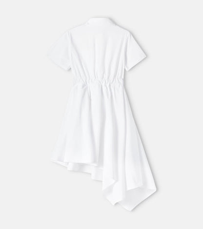 Logo asymmetric cotton shirt dress