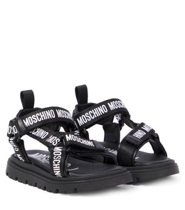 Logo leather-trimmed sandals