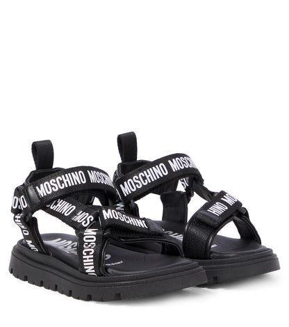 Logo leather-trimmed sandals