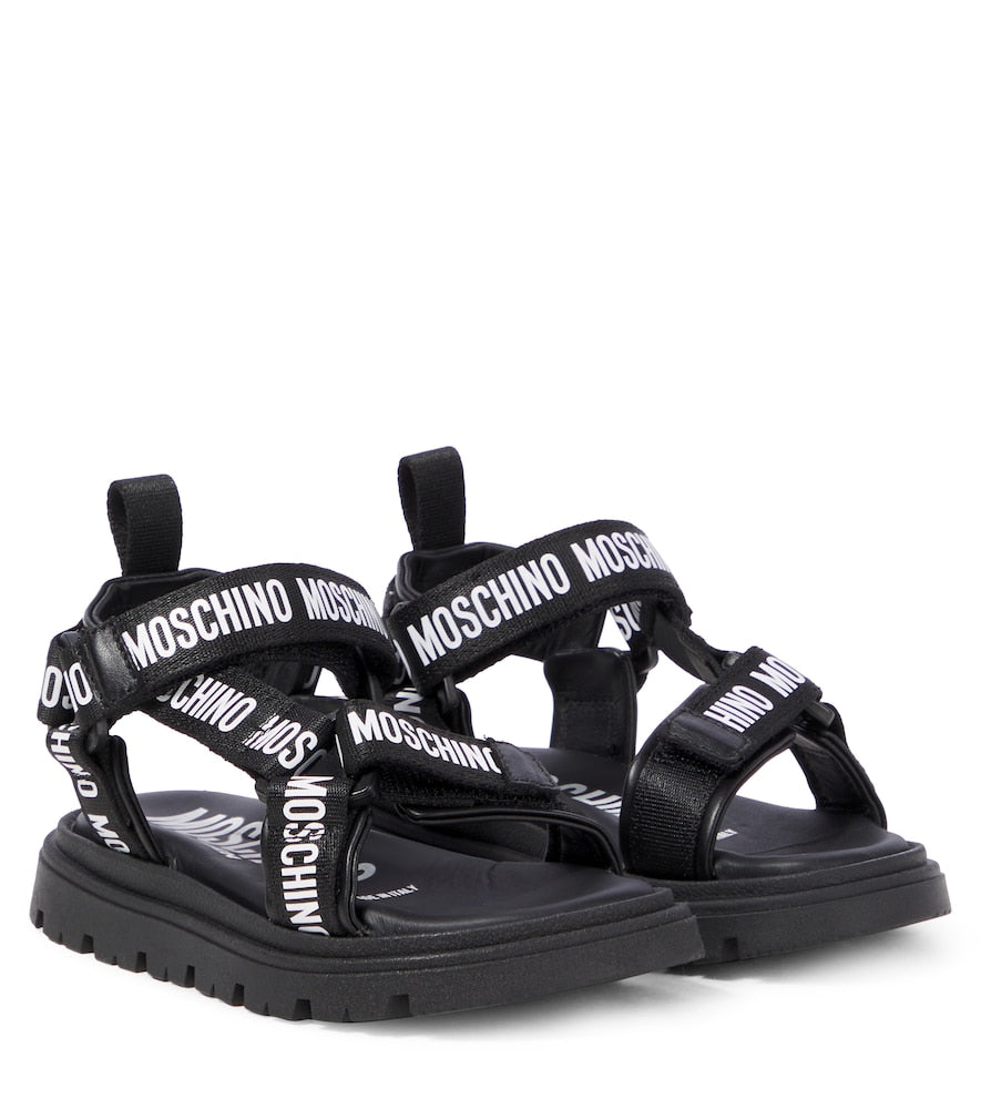 Logo leather-trimmed sandals