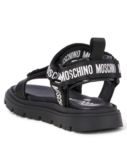 Logo leather-trimmed sandals