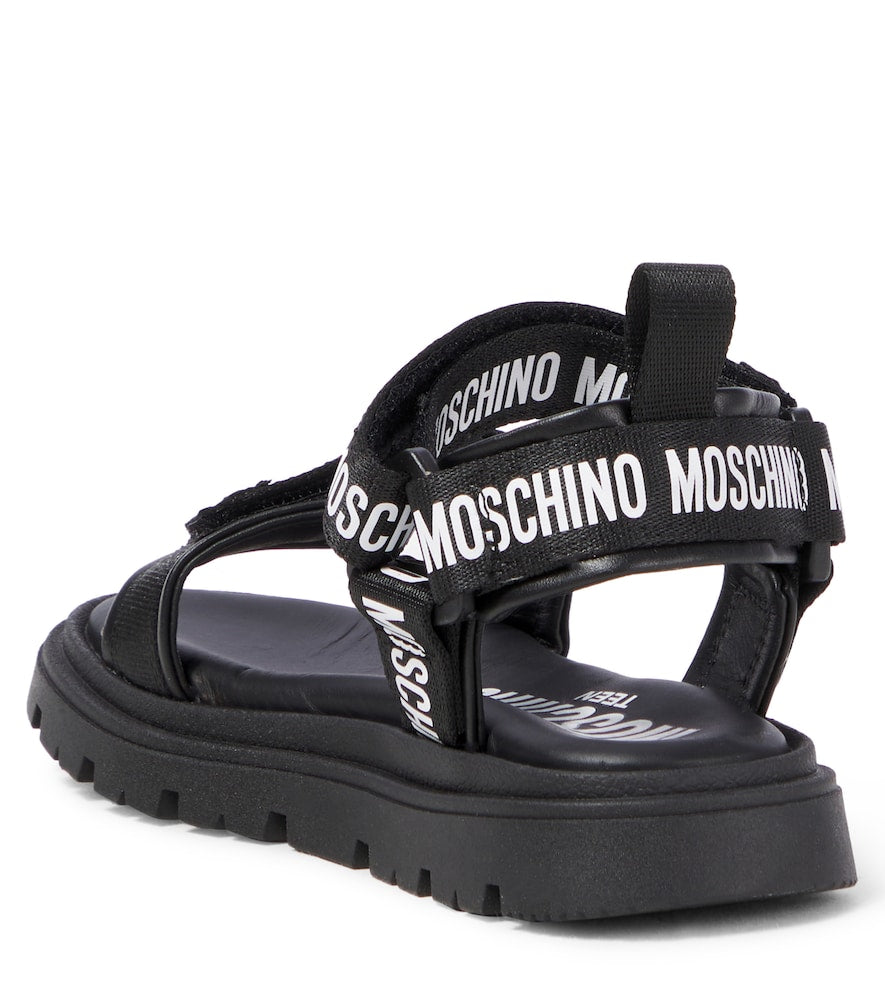Logo leather-trimmed sandals