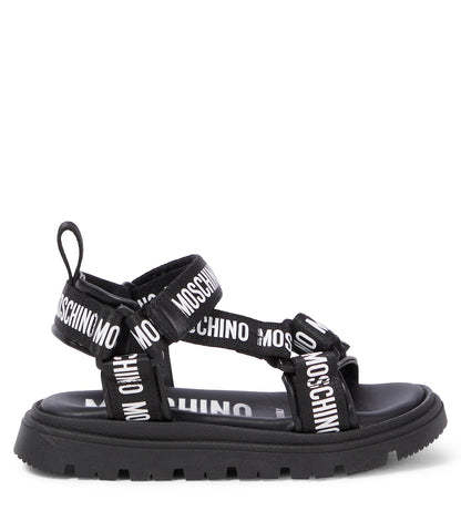 Logo leather-trimmed sandals