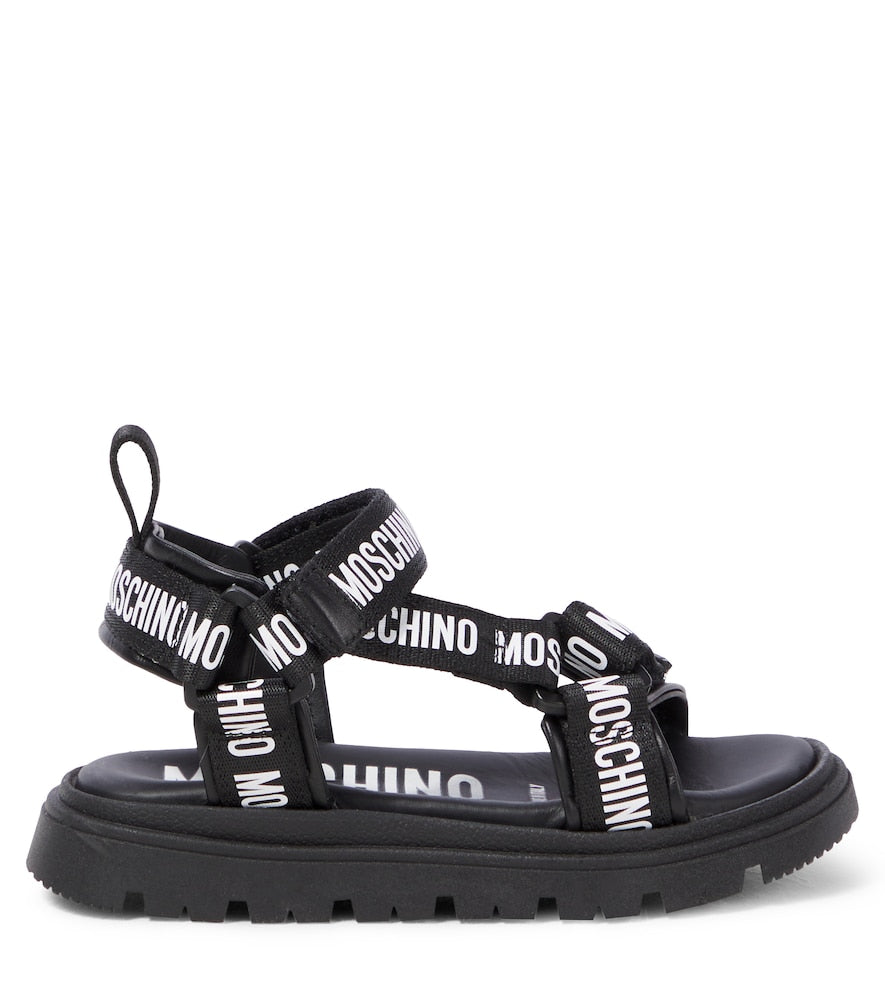 Logo leather-trimmed sandals