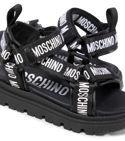 Logo leather-trimmed sandals