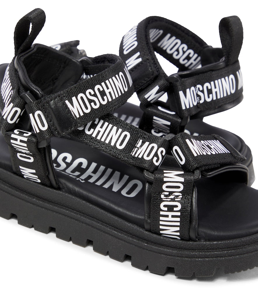 Logo leather-trimmed sandals