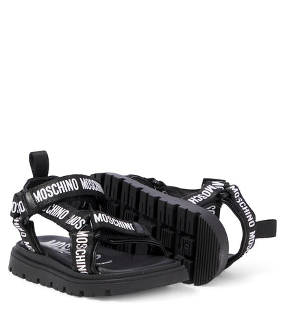 Logo leather-trimmed sandals