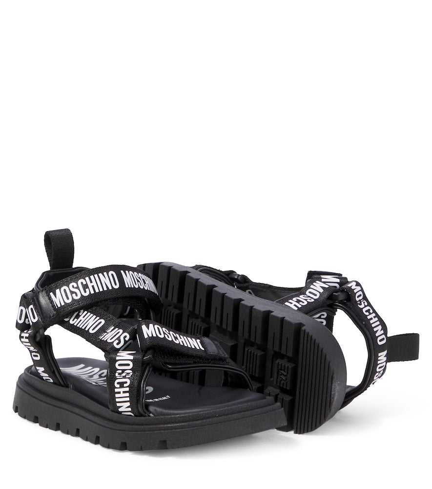 Logo leather-trimmed sandals