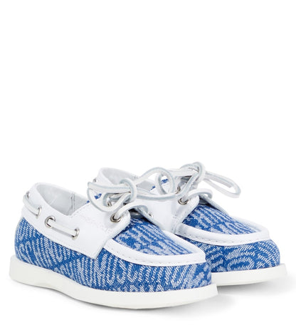 Logo leather-trimmed boat shoes
