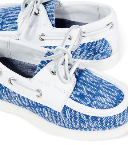 Logo leather-trimmed boat shoes