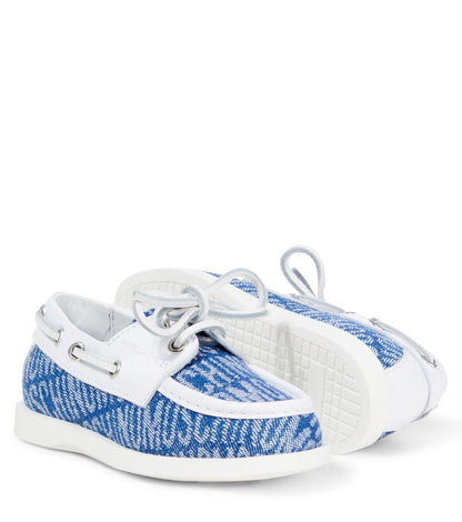 Logo leather-trimmed boat shoes