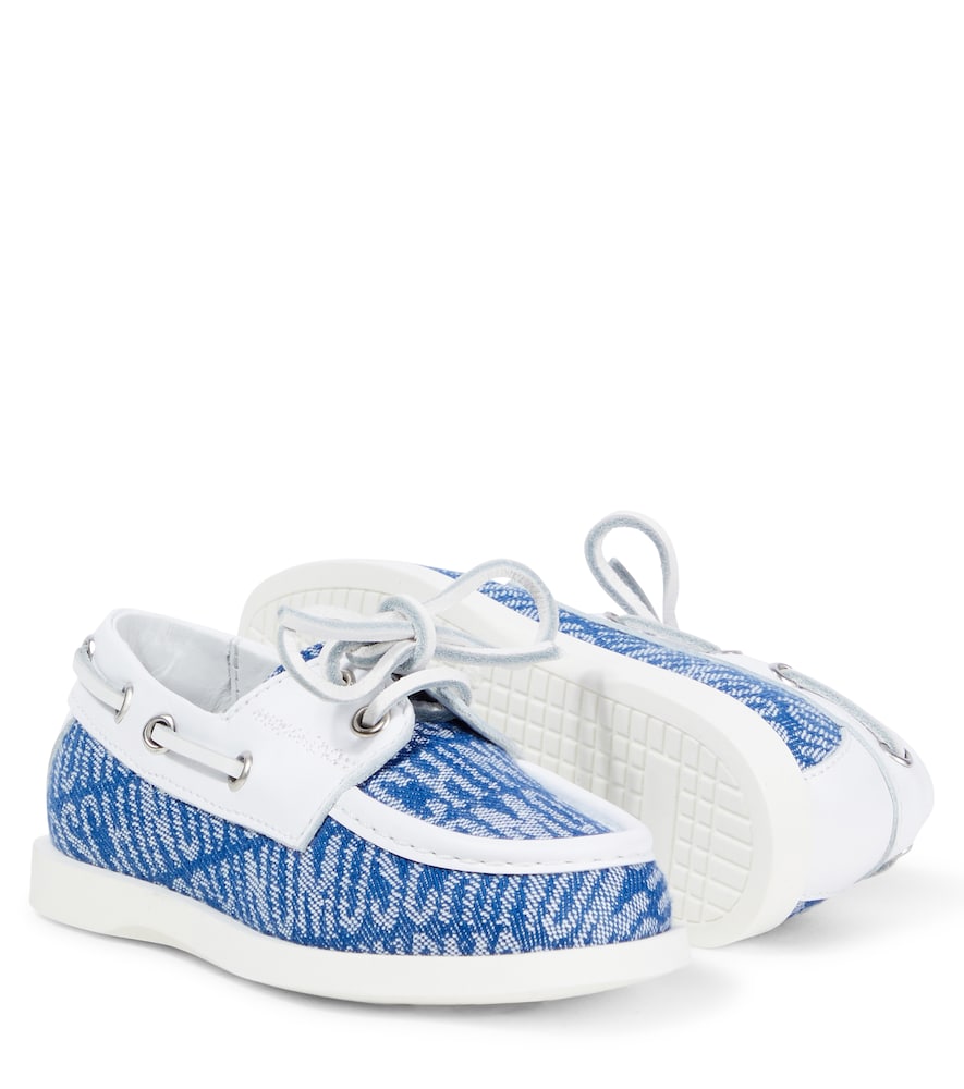 Logo leather-trimmed boat shoes