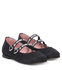 Leather-trimmed ballet flats