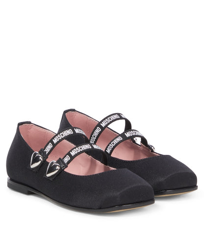 Leather-trimmed ballet flats