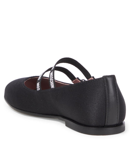 Leather-trimmed ballet flats
