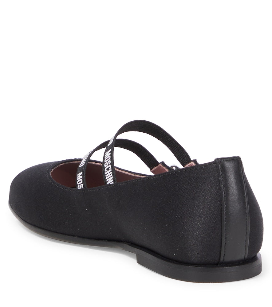 Leather-trimmed ballet flats