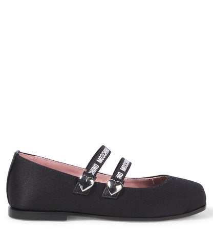 Leather-trimmed ballet flats