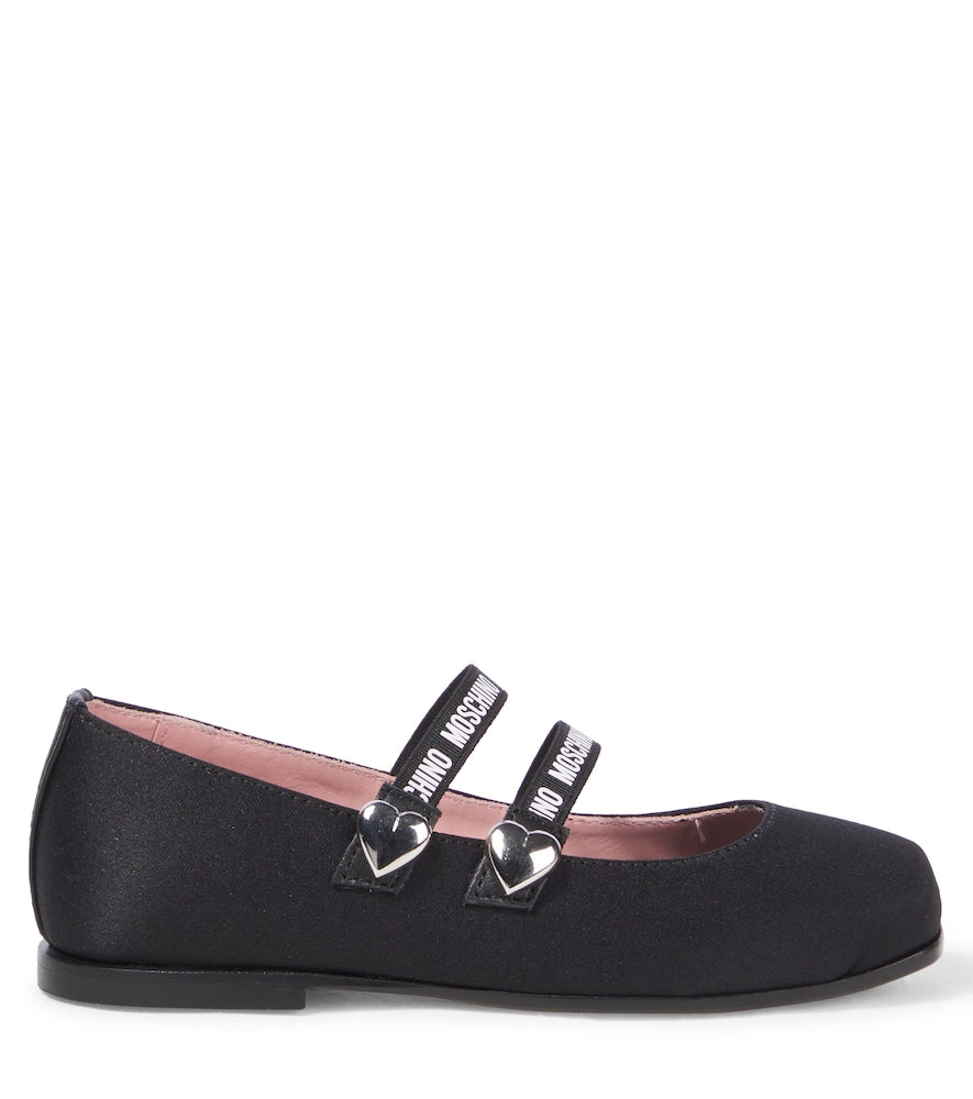Leather-trimmed ballet flats