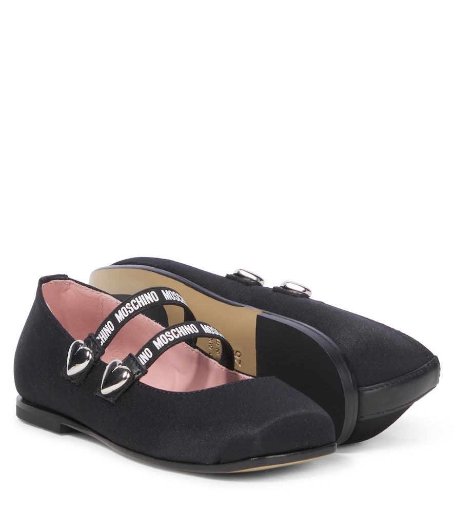 Leather-trimmed ballet flats