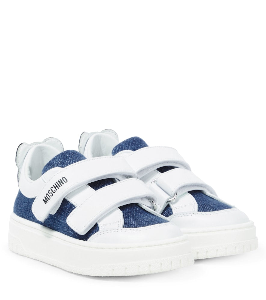 Leather-trimmed canvas sneakers