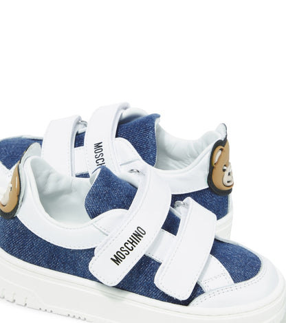 Leather-trimmed canvas sneakers