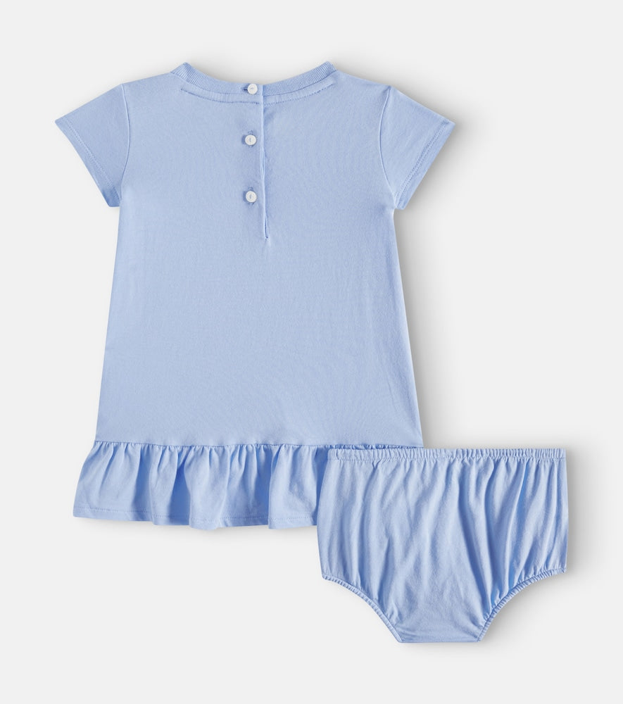 Baby Polo Bear cotton dress and bloomers set