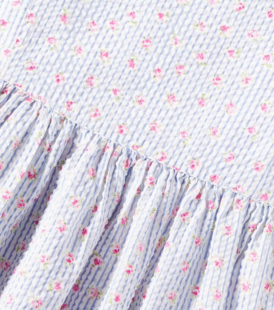 Striped floral cotton dress