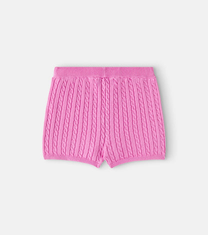 Cable-knit cotton shorts