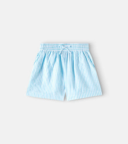 Striped linen and cotton shorts
